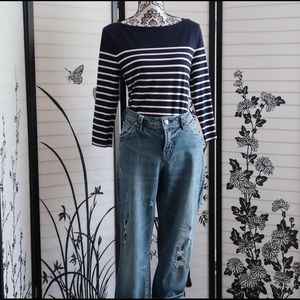 Silver Distressed Straight Legged Jeans